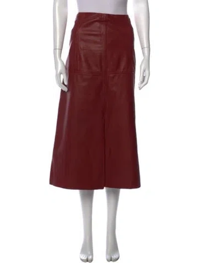 Pre-owned Me+em Lamb Leather Midi Length Skirt In Red