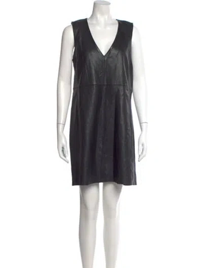 Pre-owned Me+em Lamb Leather Mini Dress In Black