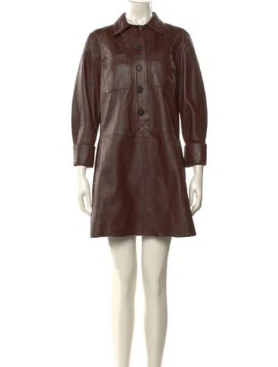 Pre-owned Me+em Lamb Leather Mini Dress In Brown