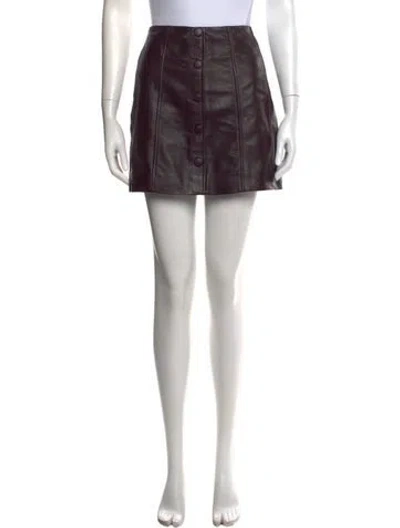 Pre-owned Me+em Lamb Leather Mini Skirt In Black