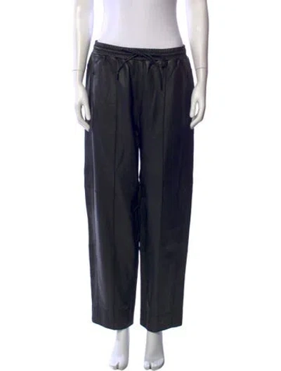 Pre-owned Me+em Lamb Leather Wide Leg Pants In Black