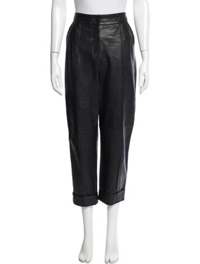Pre-owned Me+em Lamb Leather Wide Leg Pants In Blue