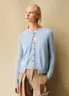 Me+em Layered Cashmere Twinset Sweater In Pale Blue Mélange