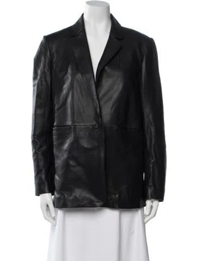 Pre-owned Me+em Leather Blazer In Black