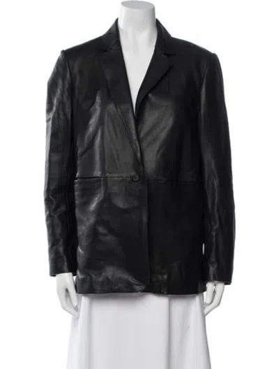 Pre-owned Me+em Leather Blazer In Black