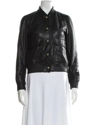 Pre-owned Me+em Leather Bomber Jacket In Black