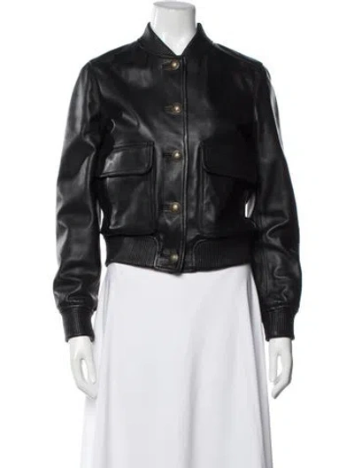 Pre-owned Me+em Leather Bomber Jacket In Black