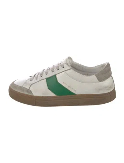Pre-owned Me+em Leather Colorblock Pattern Sneakers In White