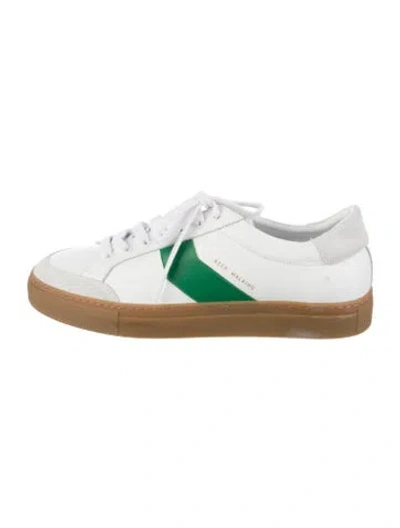 Pre-owned Me+em Leather Colorblock Pattern Sneakers In White