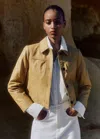 Me+em Leather Crop Jacket In Ochre