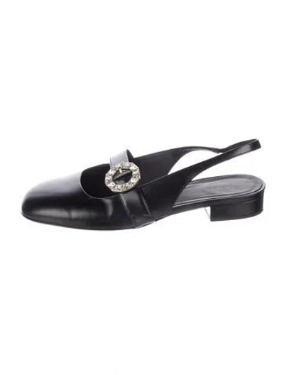 Pre-owned Me+em Leather Crystal Embellishments Slingback Pumps In Black
