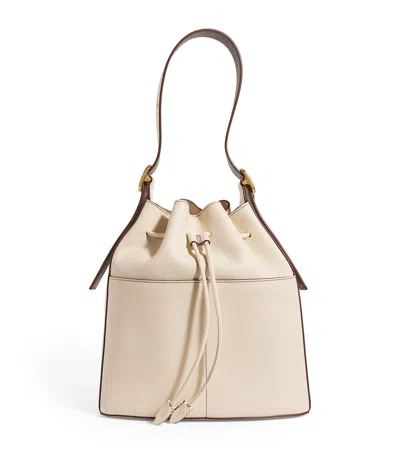 Me+em Leather Drawstring Bucket Bag In Neutral