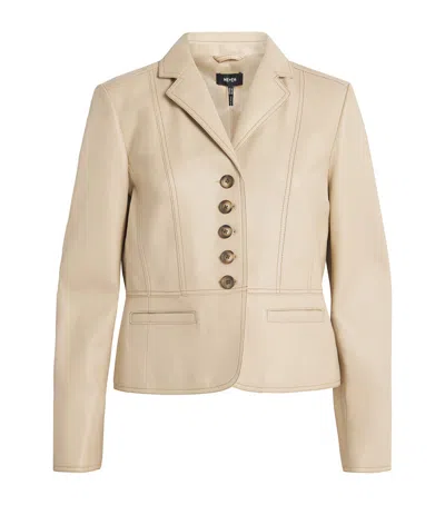 Me+em Leather Fitted Blazer In Neutral