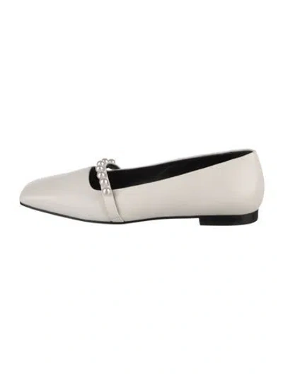 Pre-owned Me+em Leather Flats In Neutrals/white