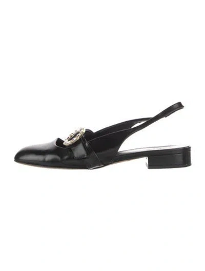 Pre-owned Me+em Leather Slingback Flats In Black