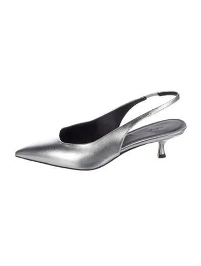 Pre-owned Me+em Leather Slingback Pumps In Silver