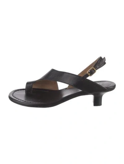 Pre-owned Me+em Leather Slingback Sandals In Black