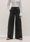 Shop Me+em Leather Sporty Straight Track Pant In Black/toffee