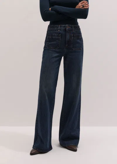Me+em Leg Elongator Jean Authentic Dark Wash In Blue