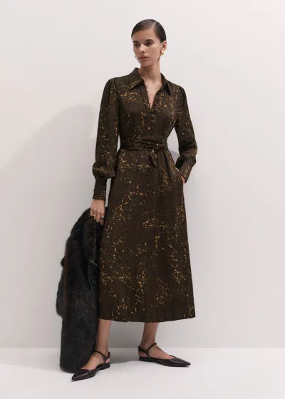 Me+em Leopard Print Midi Dress + Tie Brown Multi