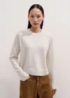 Me+em Lightweight Cashmere Raglan Crop Sweater In Cream