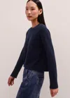 Me+em Lightweight Cashmere Raglan Crop Sweater In Navy