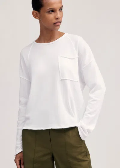 Me+em Lightweight Raw Edge Box Sweatshirt In Bright White