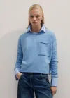 Shop Me+em Lightweight Raw Edge Boxy Top In Vivid Blue