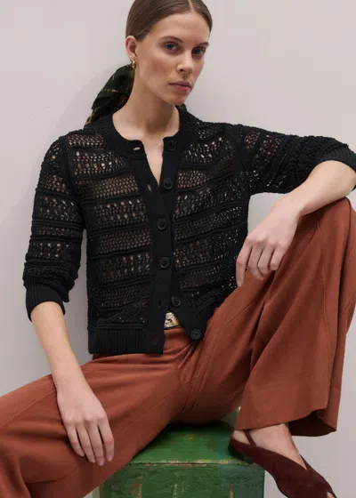 Me+em Linear Knit Straight Cardigan Black