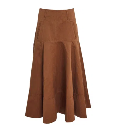 Me+em Linen-blend A-line Skirt In Brown