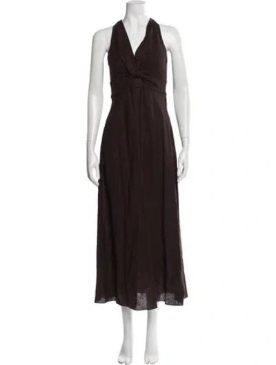 Pre-owned Me+em Linen Long Dress In Brown