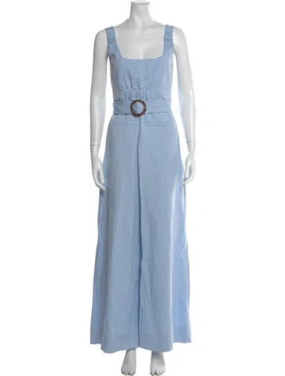 Pre-owned Me+em Linen Square Neckline Jumpsuit In Blue