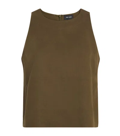 Me+em Linen-blend Creaseless Shell Top In Green