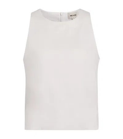 Me+em Linen-blend Creaseless Shell Top In White