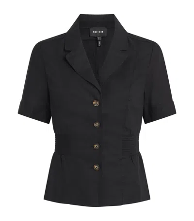 Me+em Linen-blend Soft Sculpt Top In Black