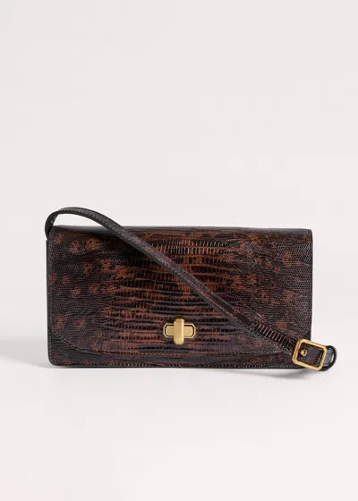 Me+em Lizard Embossed Small Clutch+crossbody Bag Toffee In Brown