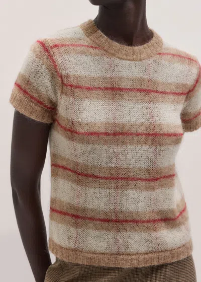 Me+em Lofty Check Baby Tee Camel Multi