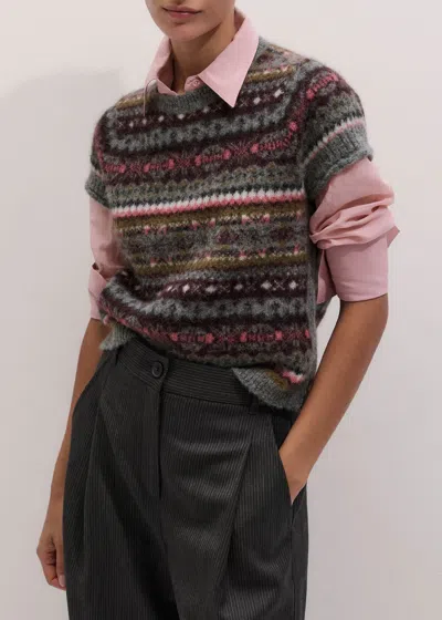 Me+em Lofty Fairisle Baby Knit Tee Grey Multi In Gray