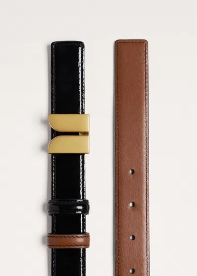 Me+em Logo Pin Buckle Reversible Belt Black/tan