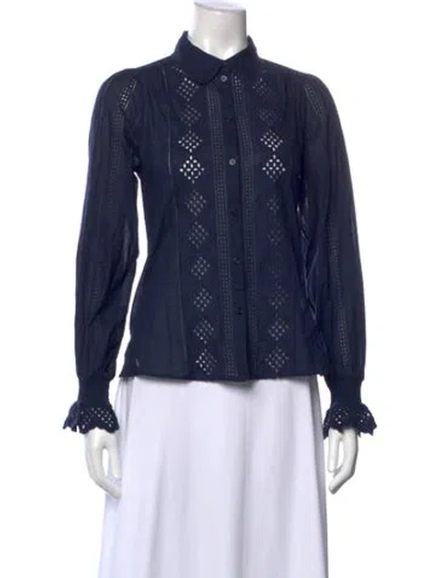 Pre-owned Me+em Long Sleeve Blouse In Blue