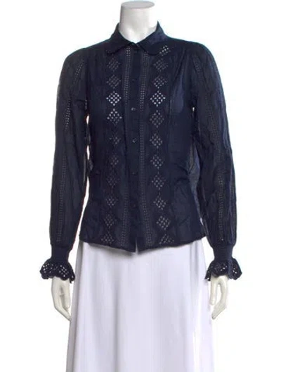Pre-owned Me+em Long Sleeve Blouse In Blue