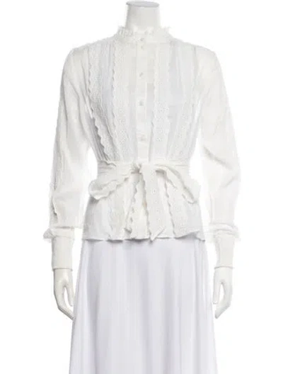 Pre-owned Me+em Long Sleeve Blouse In White