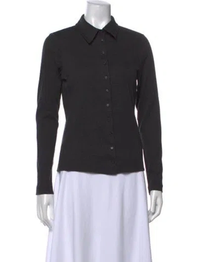 Pre-owned Me+em Long Sleeve Button-up Top In Black