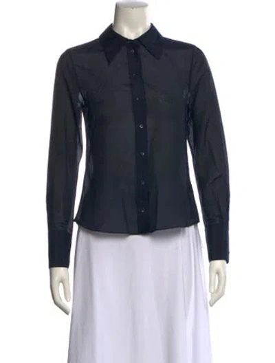 Pre-owned Me+em Long Sleeve Button-up Top In Blue
