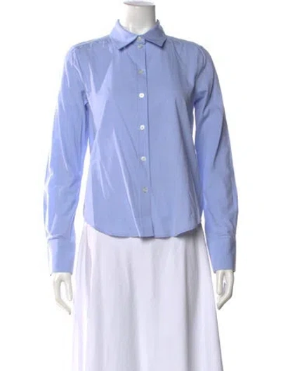 Pre-owned Me+em Long Sleeve Button-up Top In Blue