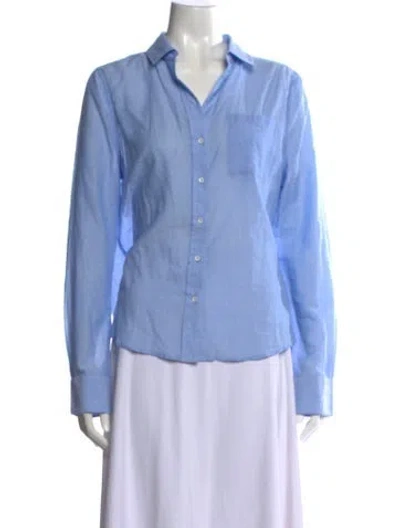 Pre-owned Me+em Long Sleeve Button-up Top In Blue