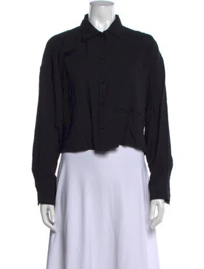 Pre-owned Me+em Long Sleeve Button-up Top In Blue