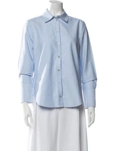 Pre-owned Me+em Long Sleeve Button-up Top In Blue