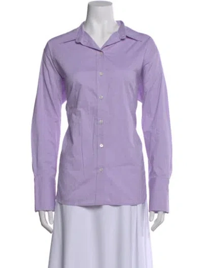 Pre-owned Me+em Long Sleeve Button-up Top In Purple