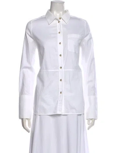 Pre-owned Me+em Long Sleeve Button-up Top In White